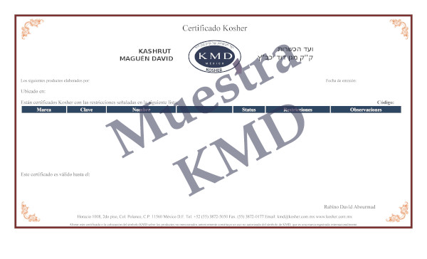 Ejemplo de Certificado KMD
